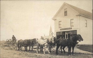 LaGrange ME Maine Penobscot County Store & Horse Team Road Scraper RPPC