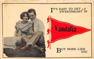 J66/ Vandalia Illinois Pennant Postcard c1910 Easy to get Sweetheart 344