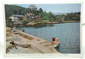 Man in Boat By Harbour Eccles Hotel Glengarriff Co Cork Vintage Postcard 1960s