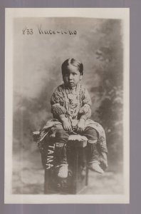 Tama IOWA RPPC c1910 MESQUAKIE INDIAN BOY Studio Shot Sac & Fox Meskwaki Indians