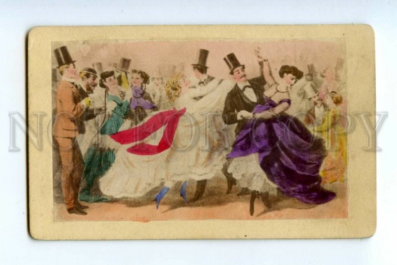 487177 ladies dance with gentlemen in top hats Vintage tinted CABINET CDV 