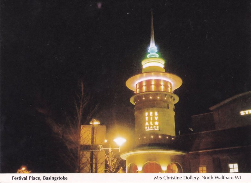 Festival Place At Night Illuminations Basingstoke Postcard