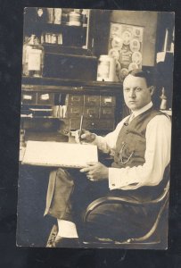 RPPC COLERAINE MINNESOTA DOCTOR MAY OFFICE INTERIOR REAL PHOTO POSTCARD