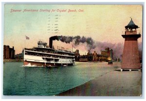 1909 Steamer Amerikana Starting For Crystal Beach Ontario Buffalo NY Postcard