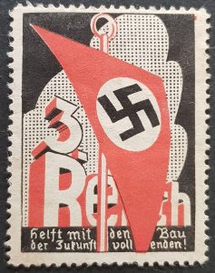 RARE GERMAN THIRD REICH ORIGINAL CINDERELLA PROPAGANDA VIGNETTE POSTER STAMP MNG