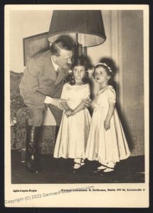 3rd Reich Germany Hitler with Girls Hoffmann Portrait RPPC USED 108784