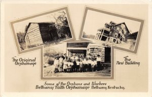 F85/ Bethany Kentucky RPPC Postcard c40s 3View Cabin Faith Orphanage