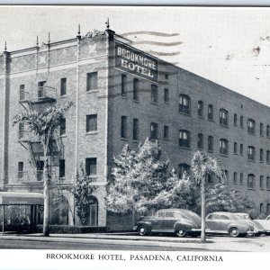 c1940s Pasadena, CA Brookmore Hotel Postcard from Manager Culberson Cars Cal A91