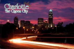 North Craolina Charlotte Skyline At Twilight 1996