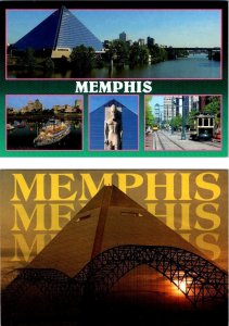 2~4X6 Postcards Memphis, TN Tennessee  PYRAMID~RAMESSES~HERNANDO DE SOTO BRIDGE