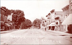 Postcard MI Bellevue - Modern Reprint of North Main St. Bellevue prior to 1914