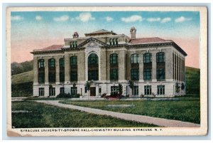 1922 Syracuse University Browne Hall Chemistry Building Car Syracuse NY Postcard 