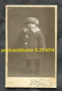 tc45 - FINLAND Turku (Åbo) 1910s CDV Photo of a Child in Winter Coat