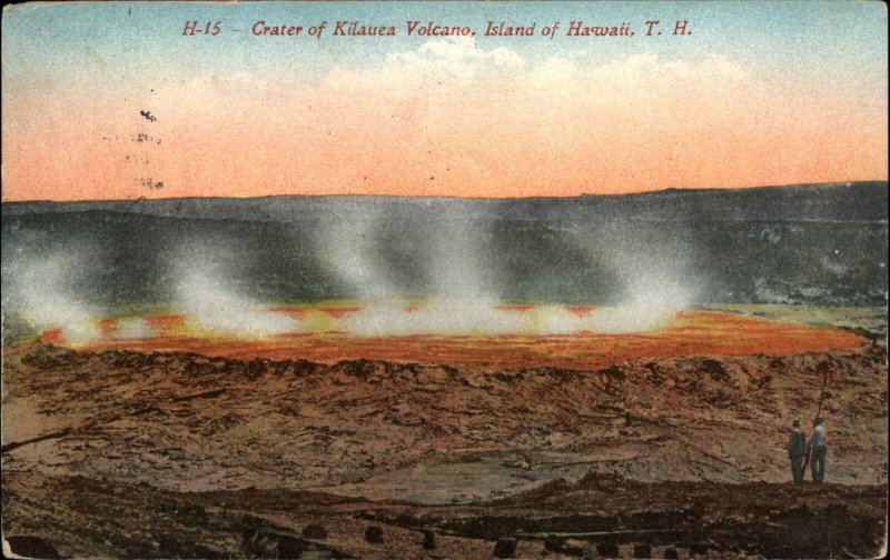 Antique PC HAWAII TH HI Crater of Kilauea Volcano LAVA ACTIVE VOLCANO