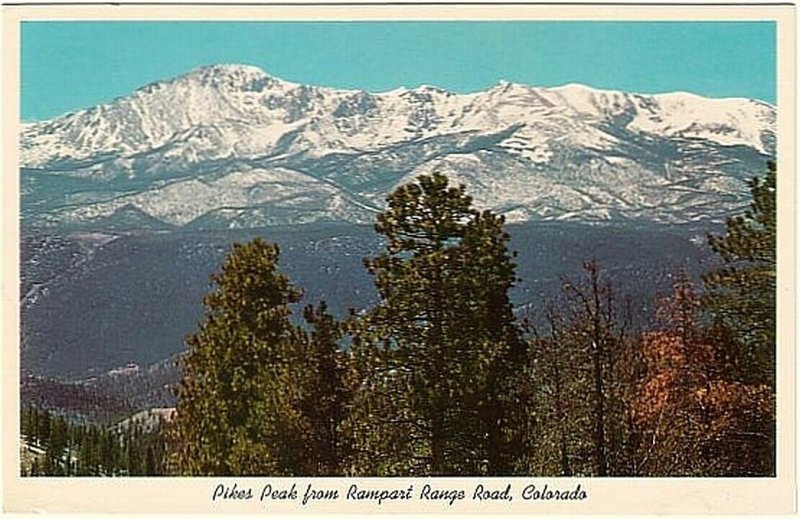 Pikes Peak From Rampart Range Road, Colorado, Vintage Chrome Postcard