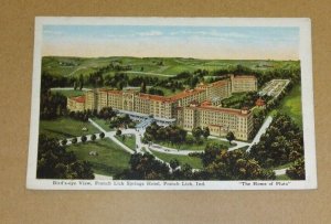 VINT PC UNUSED - BIRD'S EYE VIEW FRENCH LICK SPRINGS HOTEL, FRENCH LICK, INDIANA