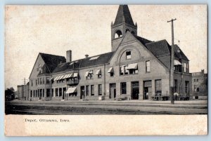 c1910's Union Depot Station Railroad Train Wagon Ottumwa Iowa IA Postcard