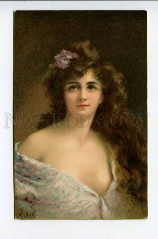 422893 Belle Woman LONG HAIR by Angelo ASTI vintage color PC