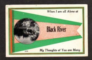 NY Flag Banner Pennant BLACK RIVER NEW YORK Postcard