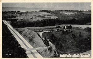 Newville Pennsylvania~Turnpike Overpass Bridge~Nice Farm~1940s B&W Postcard