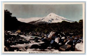 c1960's Mt. Eamont From Stoney River New Zealand RPPC Photo Postcard