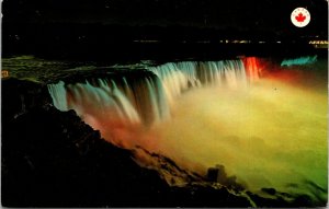 VINTAGE POSTCARD AMERICAN FALLS AS SEEN FROM CANADIAN SIDE ILLUMINATED