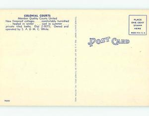 Unused Linen COLONIAL COURTS MOTEL Newport News Virginia VA u7821