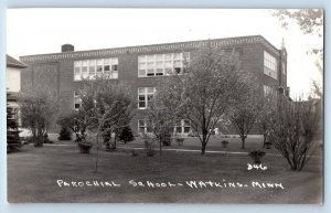 Watkins Minnesota MN Postcard RPPC Photo Parochial School Building c1940's