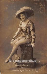 Miss Ada Reeve as Jack Shakespeare Panto Theater Actor / Actress Unused 