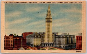 1946 Cleveland OH-Ohio, Public Square Showing Higbee Store, Tower, Postcard