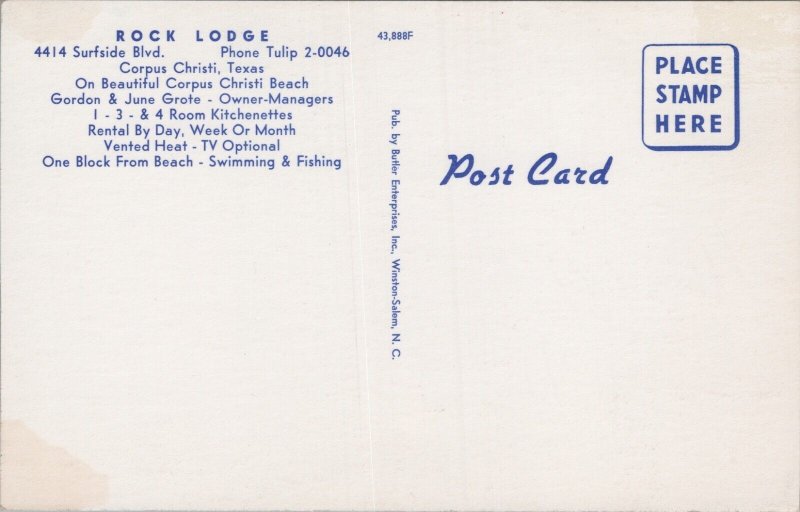 USA Rock Lodge Corpus Christi Texas Chrome Postcard C035