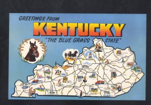 GREETINGS FROM KENTUCKY STATE MAP VINTAGE POSTCARD