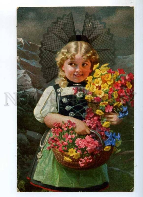 234980 Girl w/ Flowers by KNOEFEL Vintage NOVITAS Novolito PC