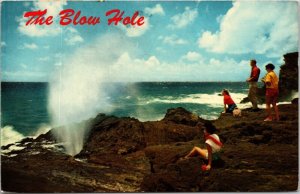 Blow Hole Hawaii Geyser Oahu Honolulu Postcard PM Cancel WOB Note Mirro VTG