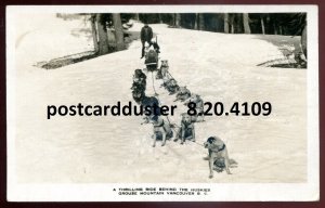 h3003 - VANCOUVER BC 1930s Grouse Mtn. Huskies Dog Team Sled Real Photo Postcard