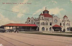 Postcard Railroad San Antonio Texas I & GN Depot 1910