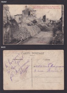 FRANCE, Postcard, Gerbéviller, Rue de la Poste, WWI, Posted