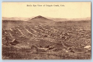 Cripple Creek Colorado Postcard Birds Eye View Mountains Buildings 1910 Unposted