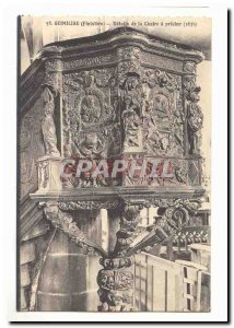 Guimiliau Old Postcard Details of the pulpit preaching (1675)