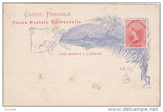 80 Reis , Postal card , Brazil , 1890s