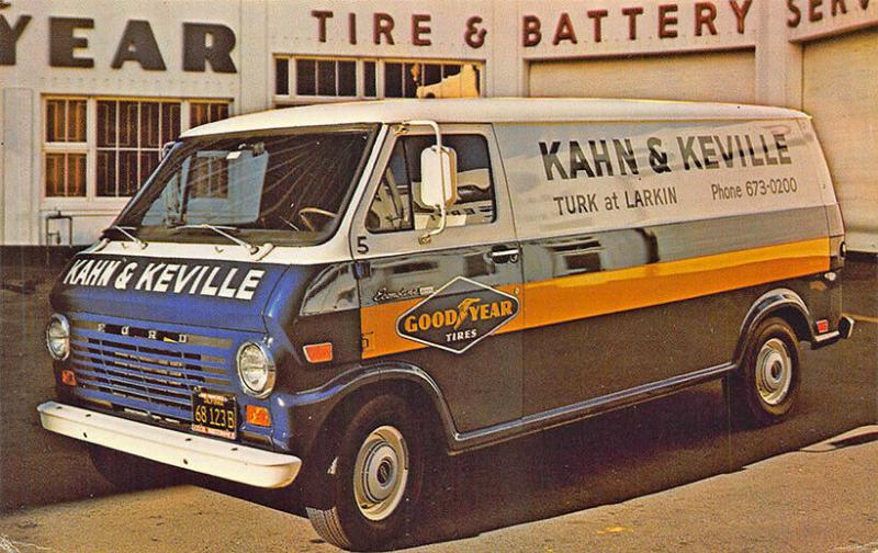 San Francisco CA Kahn & Keville Goodyear Tire & Battery Delivery Van Postcard