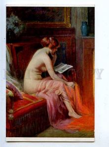 199293 Nude BELLE Lady read BOOK by ENJOLRAS old SALON LAPINA