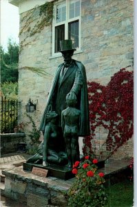 American Spirit Statue Lincoln Naken Woman Child Clyde du Vernet Postcard