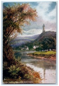 c1910 River Forth Wallace Monument Stirling Scotland Oilette Tuck Art Postcard 