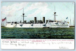 Philadelphia Pennsylvania PA Postcard US Cruiser Baltimore c1908 Vintage Antique