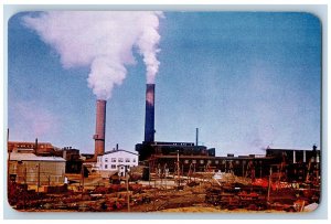 Flin Flon Manitoba Canada Postcard The Smelter Hudson Mining Bay c1950's