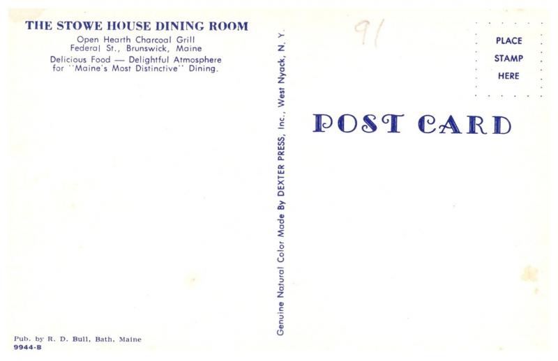 Maine  South Brunswick ,The Stowe House Dining Room