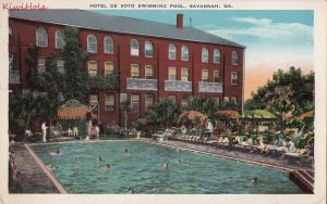 Postcard Hotel de Soto Swimming Pool Savannah GA Georgia