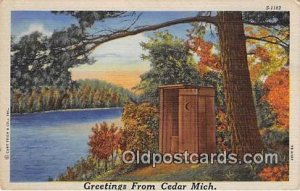 Greetings From Cedar Mich Outhouse Unused 