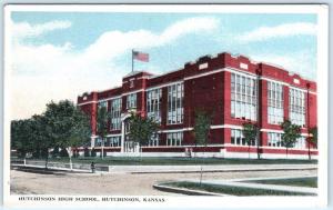 HUTCHINSON, Kansas  KS     HUTCHINSON HIGH SCHOOL  ca 1920s  Postcard